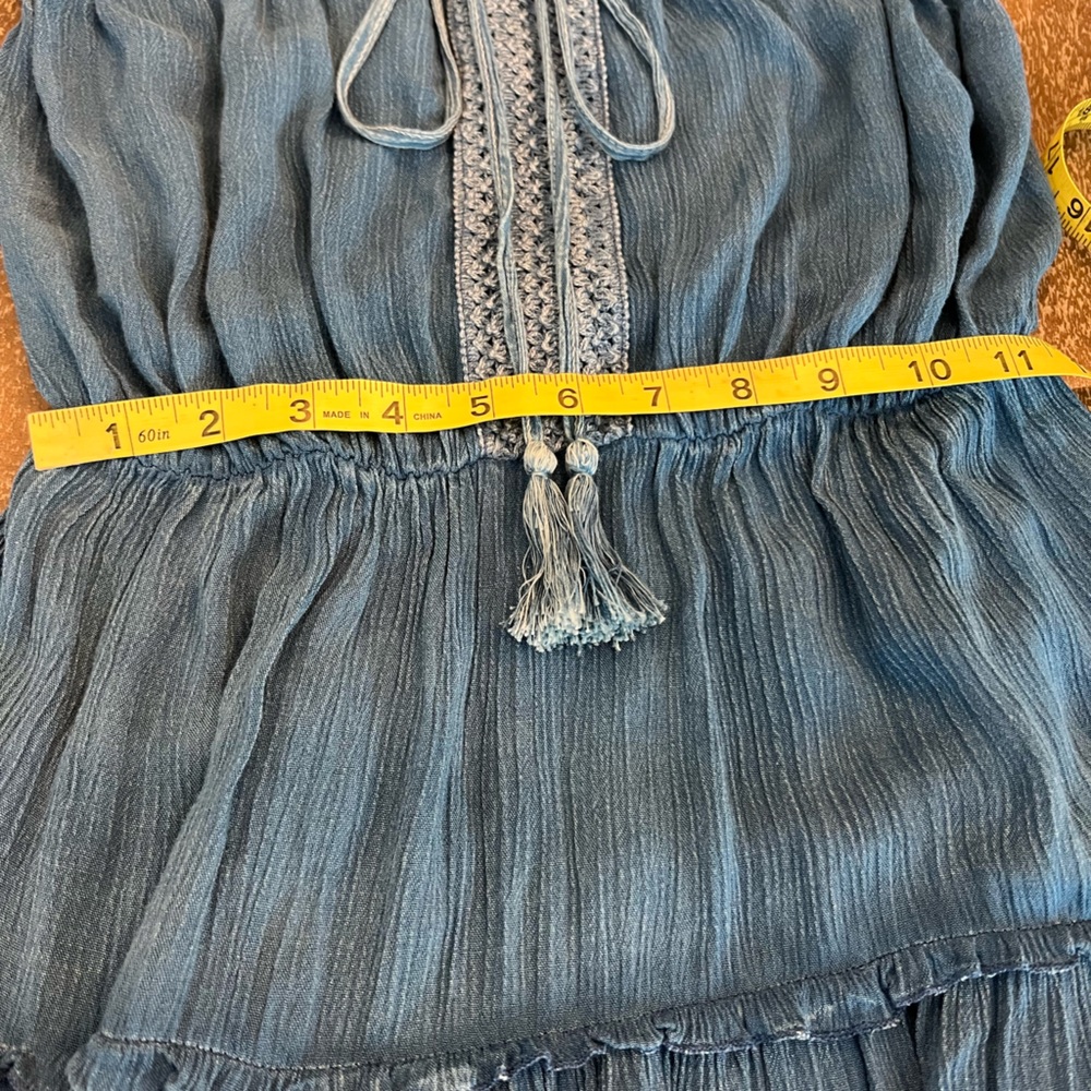 Denim Blue Dress with Crochet Details - Picture 6 of 7